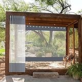 Wasserdichter transparenter Planenvorhang für den Außenbereich, 0,5 mm Dicke, anpassbare Pergola-Seitenteile für Hof, Pavillon, Fenster, Grau, 4 x 2,5 m, inklusive Bungee-Ball