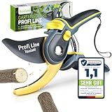 halmland® Premium Gartenschere mit scharfer SK5 Stahlklinge | Astschere, Pflanzenschere | schneidet Äste bis 20mm Durchmesser | Teflon-Antihaftbeschichtung | für große & kleine Hände | Gelb