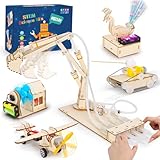 5 in 1 Holz Wissenschaft Experimente Kit für Kinder 8-12, Elektronik Bausatz Roboter Kit Spielzeug Elektro Baukasten, STEM Experimentierkasten Aktivitäten Spielzeug ab 8 Jahre Jungen