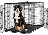 Yaheetech Hundekäfig 122 x 71 x 78 cm klappbar mit Trennwand, 2 Türen, Hundebox für zuhause mit ausziehbare Bodenschale, Transportkäfig Auto, Hundetransportbox Drahtkäfig für Hunde Welpe, XXL, Schwarz