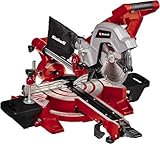 Einhell Zug-Kapp-Gehrungssäge TE-SM 216 Dual (1800 W, max. 65 mm x 305 mm Schnitttiefe/-breite, Ø 216 mm Sägeblatt, beidseitig neigbarer Sägekopf, Zugfunktion, Laser)