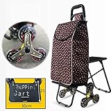 DCYEQRQ Einkaufstrolley faltbar Einkaufstrolley Leiter Mountainbike mit leisem Gummi mit drei Rädern Praktischer Trolley mit Faltrad