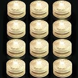 Mini Unterwasser Licht,Warmweiß Wasserdichte LED Teelichter, Batteriebetriebenes Flammenloses Wasserdichte Poollicht für Vase, Garten,Hochzeitsdekoration, Party, Aquarien, Schwimmbäder, 12 Stück