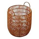 Gewebter Rattan-Wäschekorb mit Griffen, robuster PP-Kunststoff-Aufbewahrungskorb für Badezimmer, Schlafzimmer und Hotel