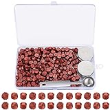 325 Stück Siegelwachs Set, Octagon Wachs Siegel Mit 4 Teekerzen, Wachs Schmelzlöffel, Für Stempel, Brief Perlen (Weinrot) (Rot Blinkend)