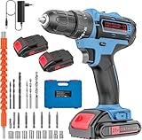 ponoseu Akkuschrauber Set 21V, Akku Bohrschrauber mit Koffer, Akku Bohrmaschine, 25+3 Drehmomentstufen, 2 * 2000mAh Akku, 24 PCS Zubehöre, 2 Gang, DZ-XL01