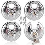 4 Stück Rundbügelschloss Vorhängeschloss 9.5 mm Bügelstärke, Vorhängeschloss mit Schlüssel, 70mm Edelstahl Rundbügelschloss Vorhängeschloss Wetterfest Rostfrei