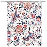 Duschvorhang Rot 220x200 Duschvorhang mit Gewicht Waschbar Duschvorhänge, Duschrollo Wasserdicht Polyester Stoff Shower Curtains, Badevorhänge mit Duschvorhangringe für Badezimmer, Badewanne 5-1050