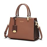 Cnoles Elegante Leder Damen Handtaschen Top-Handle Satchel mit Schulterriemen Modische Einkaufstaschen für Damen (braun)
