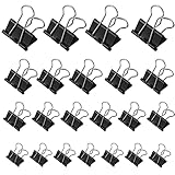 Heyu-Lotus 90 Stück Foldback Klammern, 15mm/19mm/25mm/32mm Foldbackklammer Klein Mini Papierklammern Büroklammern Metall Binder Clips Vielzweckklammern für Briefpapier Papier, Bürobedarf, Schwarz