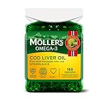 Moller’s ® | Lebertran Kapseln | Omega-3-Fettsäuren DHA & EPA, Enthält Vitamin A, D & E, Unterstützt Immunsystem, Herzfunktion, Gehirnfunktion & Sehkraft | 160 Stück