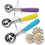 Keksschaufel-Set – Eisportionierer aus Edelstahl mit Auslöser – Keksschaufeln zum Backen Set mit 3 Stück, #16 (76,5 g), #20 (57 g), #30 (35,4 g), vielseitiges Werkzeug zum Backen, Kekse und Dessert