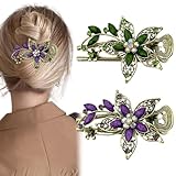 Haarspangen mit Vintage-Blumen-Schmuck-Design, Strass-Blume, Haarspangen für Damen und Mädchen, französischer Stil, Haarschmuck, 2 Stück