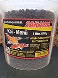 Koi Menü 5L Eimer = 1800 g 4 getrennte Sorten für große und kleine Fische 3-6 mm Pellets schwimmendes Teichfutter Koifutter Fischfutter