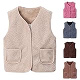 Battnot Teddy Fleece Weste Kinder Jungen Mädchen Herbst Winter Leichte Weste Warm Fellweste Fleeceweste Ärmellose Reißverschluss Flauschige Jacke Gefütterte Plüschweste Fleece Weste Herbstmantel