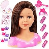 Bayer Design - 90088AK, Charlene Super Model Styling Head, Schminkkopf, Frisierkopf inklusiv Kosmetik und Zubehör, Braune Haare