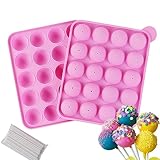 SHSHbuy Lollipop Mould,Silikon Backform,Silikon Lollipop Formen,Runde Cake Pop Silikonform mit 20 Stück Cake Pop Sticks für Süßigkeiten,Schokolade,Gelee