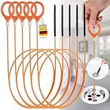 Abflussreiniger Spirale 5 Stück,Abflussspirale Reinigungsschaken Sticks,Anti-Bruch-Stahl mit Nylonbeschichtung,Flexibler Abflussreiniger und Haarfänger für Badewanne Abwasserkanäle Waschbecken-77 cm