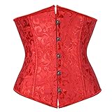 TYUIOP korsett kleid damen mittelalter braun shapewear body unterbrust gothic satin top weiß beige trägerlos oberteil mieder corsage