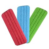 URAQT Mop Pads, 3 Stück Mop Microfaser Reinigung Pads, Nachfüllpack Wischbezug Bodenwischer Ersatzbezug, Saugfähiger Wischmopp Reinigungskissen für Spray Mops und Reveal Mops - 42 x 14 cm