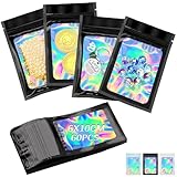 Mylar Bags 60 Stück Baggys Folienbeutel Zip Beutel Wiederverschließbare Beutel 6 * 10cm Baggies Mylar Beutel Flache Tasche mit Transparentem Fenster für Schmuck Süßigkeiten Keksen Wimpern(Schwarz)