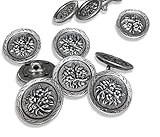 10 Stück Trachten Knöpfe altsilber farben Blume flach Metallknöpfe mit Öse 18mm oder 20mm (20mm)