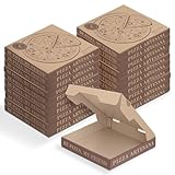 MAXI PRODUCTS Pizza-Box aus weißem Karton zum Mitnehmen - Pizzabox, Take Away, recycelbar, Pizzahalter, sicherer Verschluss, Lebensmittel zum Mitnehmen - Einfache Verwendung (dekoriert, 26 x 26 x 3,5