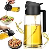 PRACCO Ölsprüher 2 in 1 Ölsprüher Anti-Tropf-Spray 470 ml für Küche und Luftfritteuse, präziser Dosierer für gesundes Kochen
