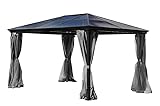 Jet-Line® | Alu Pavillon 3 x 4 m | Pergola Überdachung | Gartenpavillon Taneo | 3 x 4 m | Aluminium Rahmen | mit festem Dach | anthrazit | Garten | Überdachung | Garten Hardtop Winterfest stabil