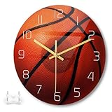 Mobestech Basketball Design Wanduhr Wanduhren für Wohnzimmer und Schlafzimmer Kreative Akryluhr mit Großem Ziffernblatt Mute Mechanismus für Ungestörte Dekorative Wanduhr für Sportliebhaber