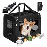 Zedelmaier Hundebox Faltbar Hundetransportbox, M 60x44x42cm, robust Transportbox für Hund & Katze Groß Hundetasche Auto Haustiertransportbox für Unterwegs & Zuhause Schwarz