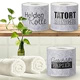Bada Bing Filz Toilettenpapier Banderole mit lustigen Sprüchen in HELLGRAU - Klorollenverstecker als originelles Geschenk - Hülle als Aufbewahrung für Klopapier - Klorollenhalter Deko Badezimmer