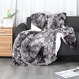 Caregchrisj Kunstfelldecke –Grauweiß Sherpa Schafdecke – Comfort Luxuriöse Flauschige Kuscheldecke – weiche Decke für Couch und Bett-M160cmX200cm