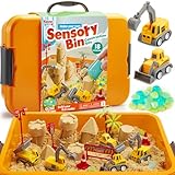 Klever Kits Magic Sand Set Spielsand Baustelle Kinder Koffer Spielsand für Kinder,Baustellen Sandkasten mit 18 Zubehörteilen,Leuchtenden Steinen,Zaubersand Sandspielzeug für Jungen ab 3 4 5 6 7 8 9