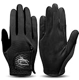 AXKAL Reithandschuhe für Damen, professionelle Reithandschuhe, Fäustlinge, atmungsaktiv, dehnbar, für Jugendliche, Mädchen, Outdoor-Sport, Schwarz, Größe L