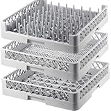 Gastronette 3 Set Spülkörbe Spülkorb für Bestecke Tabletts Gläser Geschirr GN Bleche Tassen mit 64 Finger Korb 50x50 Besteckkorb Spülmaschinenkorb Geschirrspülkorb für gewerbliche Spülmaschinen