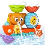 Yokuni Badewannenspielzeug ab 1 2 3 4 Jahr, Badespielzeug Baby mit Zwei leistungsstarken Saugnäpfen, Baby Wasserspielzeug funktioniert ohne Batterien und hält für 1, 2, 3, 4 Jahre alte Boys and Girls
