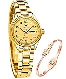 OLEVS Damenuhren Gold Leicht zu Lesen Armbanduhren für Damen mit Kleines Gesicht Tag Datum Edelstahlband wasserdichte