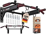 KESSER® 4in1 Klimmzugstange zur Wandmontage rutschfesten Griffen zusätzliche Funktion für Seile Ringe und Boxsäcke verschiedene Griffpositionen | sicher & stabil | + Montagezubehör Pull Up Bar indoor