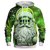 Generisch Weihnachtspullover Herren Hoodie Pullover Reindeer Weihnachtspulli Weihnachtsmann 3D Druck mit Fleece Christmas Kapuzenpullover Lustige Funky Weihnachtshoody Sweatshirt