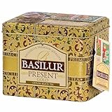BASILUR Present Gold- schwarzer Blatt-Tee in dekorativer Dose, Weihnachtstee 100g (x1, Present Gold)