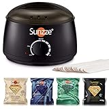 Sunzze Premuim: Komplett Wachs Haarentfernung Set mit Wachserhitzer/Wachswärmer, 4 x 400g Wachsperlen, Holzspatel Wachsbohnen Waxing Kit Wax Enthaarung Zuhause schmerzfrei