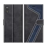 MOBESV Handyhülle für Sony Xperia XZ Hülle Leder, Sony Xperia XZ Klapphülle Handytasche Case für Sony Xperia XZ Handy Hüllen, Modisch Schwarz