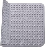 Duschmatte, Duschmatte rutschfest,48 x 48 cm, Antirutschmatte mit Saugnäpfen, Massage Duschmatte rutschfest, für Saunen, Duschräume, Waschmaschinenfest, Quadrat, Grau