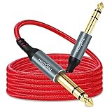 Twozoh Klinkenkabel 6,3 0,5M, Geflochten Gitarrenkabel 6,35mm auf 6,35mm TRS Kabel (Profesional/Hifi)