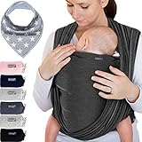 Babytragetuch Dunkelgrau – hochwertiges Baby-Tragetuch für Neugeborene und Babys bis 15 kg – aus 100 % Baumwolle