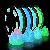 iSANMATE Glow PLA Filament 1.75mm Bundle, Glow in the Dark 3D Drucker Filament Grün, Blau, Blau Grün, Rainbow, 250g Spule x 4 Farbe, Maßgenauigkeit +/- 0.03 mm