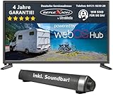 Reflexion LED22IBTSB | DVD-Player Smart-TV 24 Zoll für Wohnmobile und Wohnwagen 12V KFZ-Adapter mit Soundbar Full-HD Auflösung HDMI, WLAN, Bluetooth erschütterungsfest, schwarz