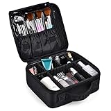Kosmetiktasche Klein Damen Portable Reise Kosmetikkoffer Make Up Tasche Professionelle Schminkkoffer Makeup Organizer Schminktasche Beauty Case Wasserdicht Artist Train mit Einstellbaren Teiler