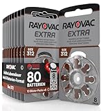 80 Batterien für Hörgeräte Rayovac Extra 312-10 Blister à 8 Batterien